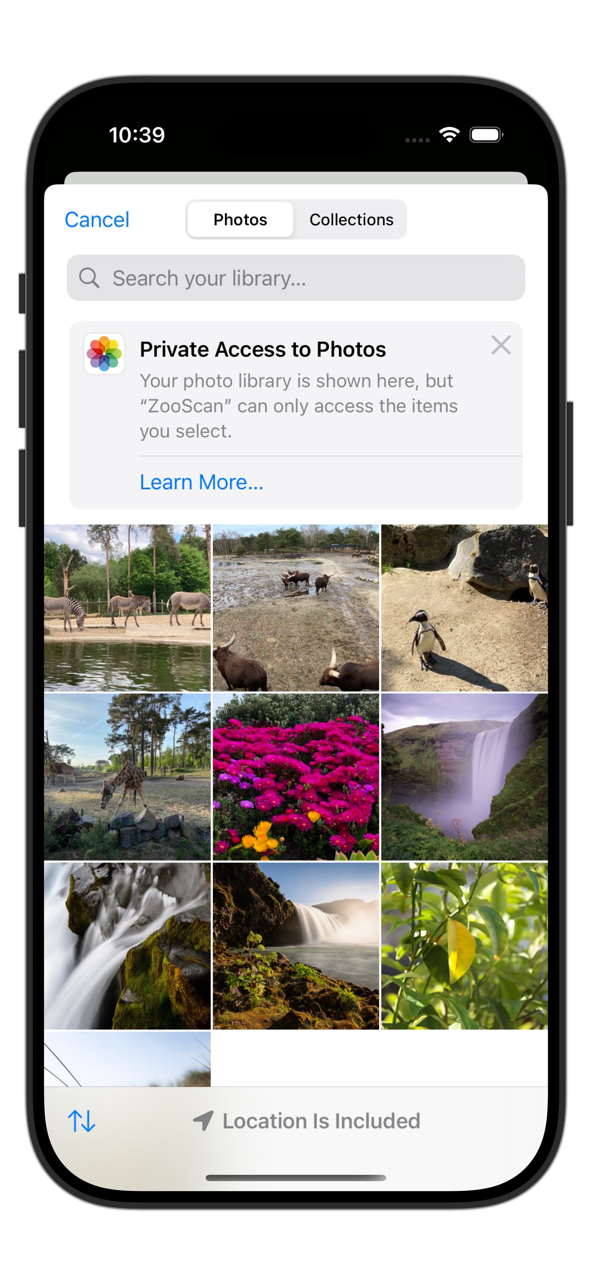 The photo picker view